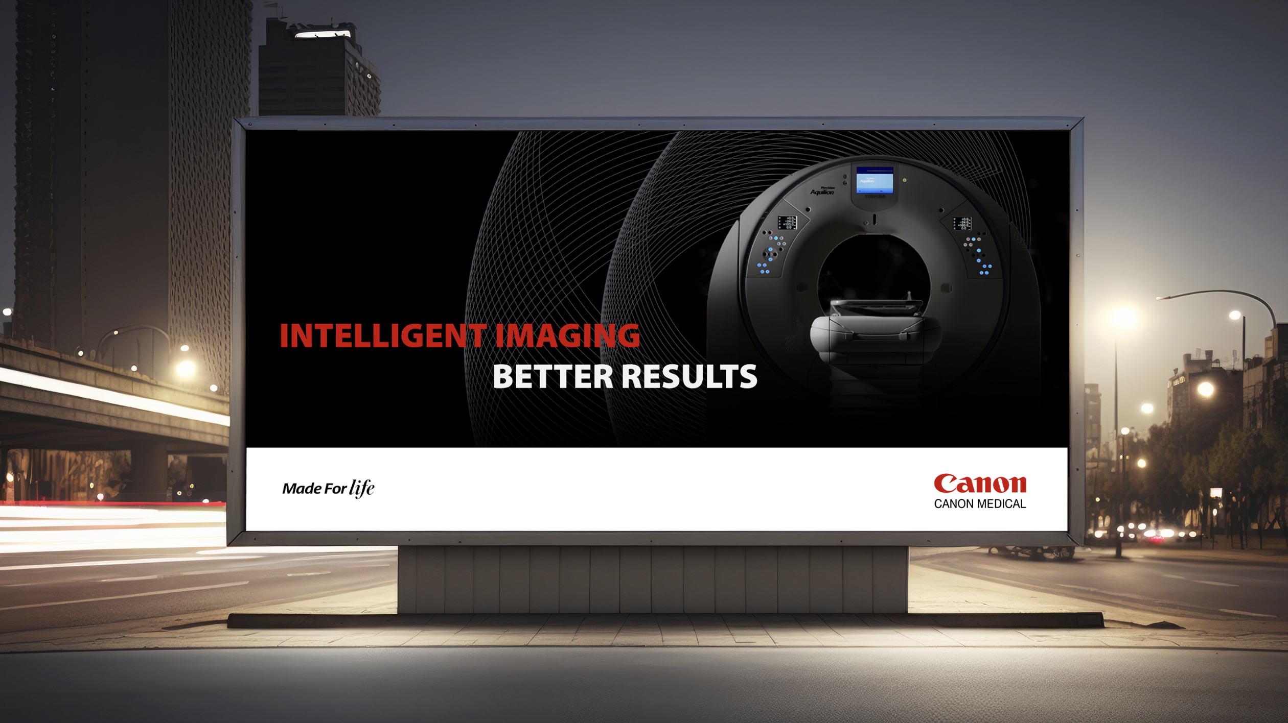 electronic billboard with Canon ad